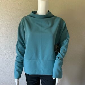NEW Nike Dry Get Fit Fleece Mock Long Sleeve Crop - Mineral Teal/Black - Medium